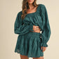 MABLE Embroidered Scalloped Lace Top and Short Set Teal Outfit Sets