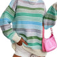 Rainbow Striped Drop Shoulder Oversized Sweater - DAVERRI FASHIONS