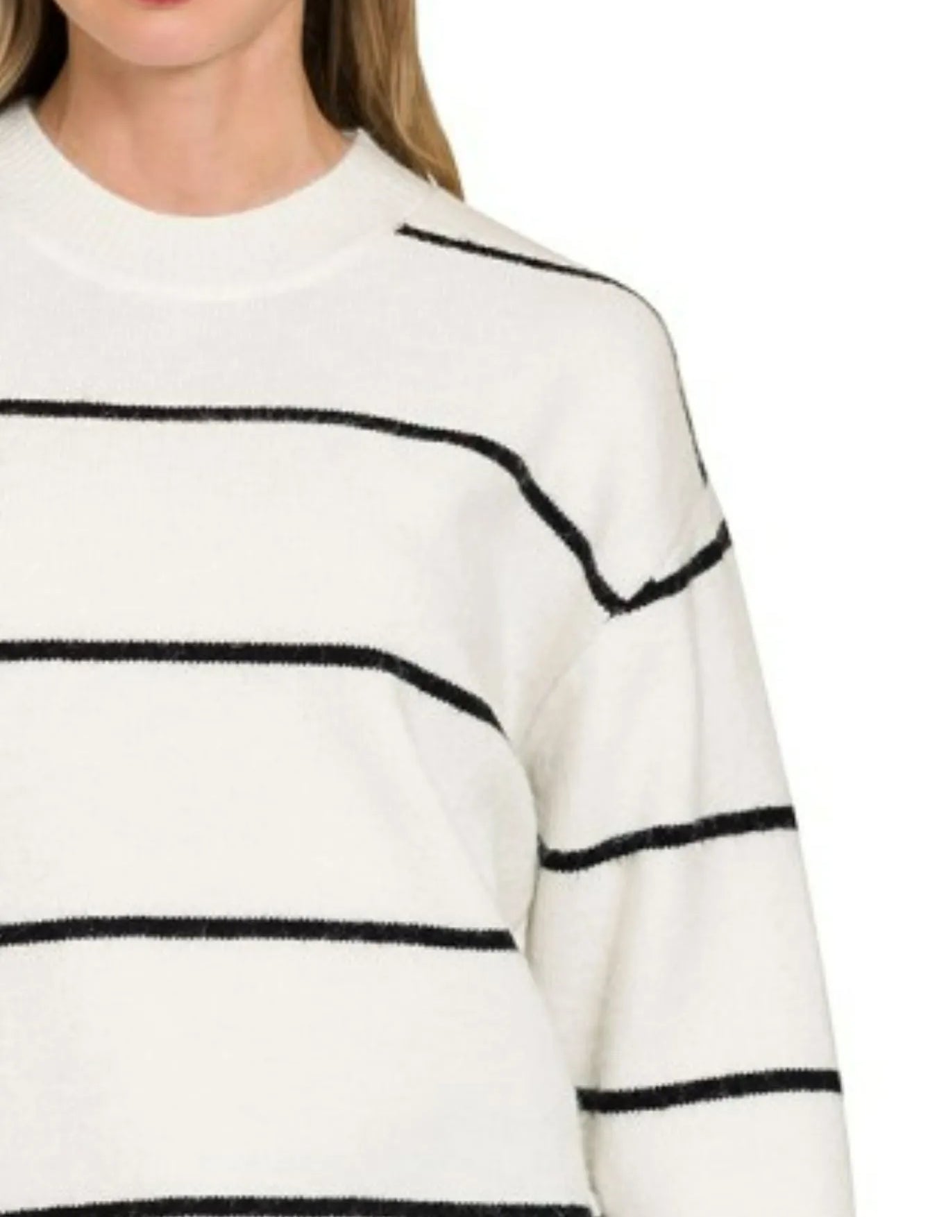 Zenana Round Neck Stripe Sweater | Sweaters Daverri Fashions