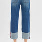 RISEN Full Size Tummy Control Mid Rise Crop Wide Cuffed Jeans Plus Size Jeans