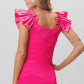 BiBi Ruffled Shoulder Strap Rib Texture Top Tops