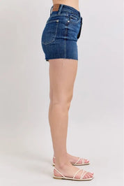 Judy Blue High Waist Criss-Cross Waistband Denim Shorts | Daverri Fashions