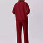 Daverri relaxed fit deep red quarter-zip sweatsuit with ribbed cuffs