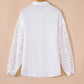 Women’s Lace Sleeve Button Down Cotton Shirt with Delicate Arm Panels