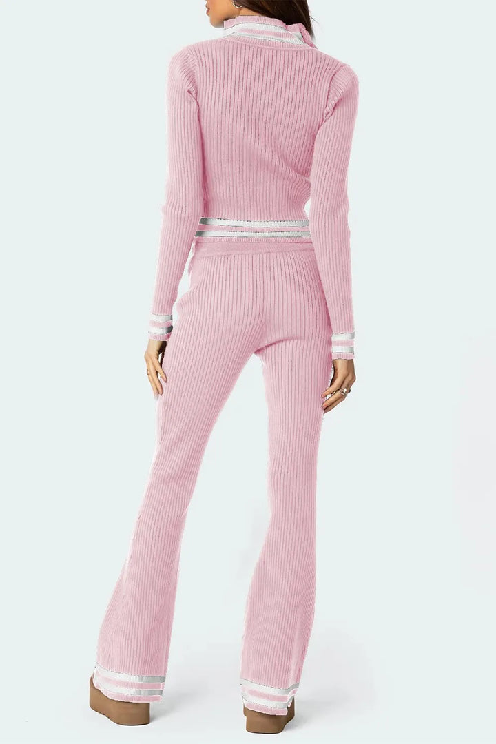 Zip Up Long Sleeve Top and Pants Set | Outfit Sets Daverri Fashions
