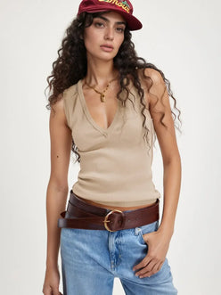 Solid V-Neck Tank - DAVERRI FASHIONS