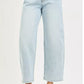 RISEN High Rise Crop Barrel Jeans in light-wash denim with wide-leg cut