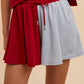 Annie Wear Color Block French Terry Flare Shorts CRIMSON GREY