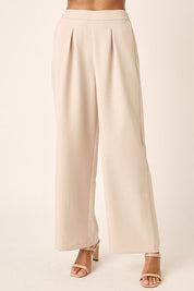 Mittoshop Inverted Pleat Detail Wide Leg Pants Sand Bottoms