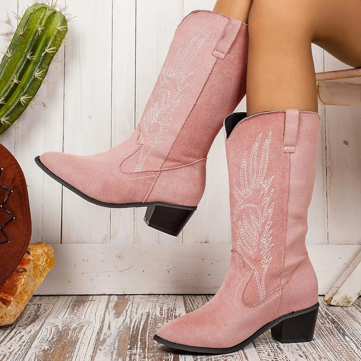 Point Toe Block Heels Boots | Boots Daverri Fashions