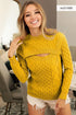 BiBi Cable-Knit Sweater with Cut Out Chest Detail - DAVERRI FASHIONS