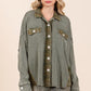 Mittoshop Mineral Washed Plaid Button Down Shacket Tops