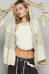 POL Raw Hem Color Block Hooded Jacket Beige Jackets
