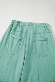 Mineral Wash Exposed Seam Drawstring High Waist Wide Leg Cargo Pants | Loungewear Pants Daverri Fashions