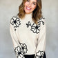 Daverri Fashions Flower Stitching Mock Neck Sweater - DAVERRI FASHIONS