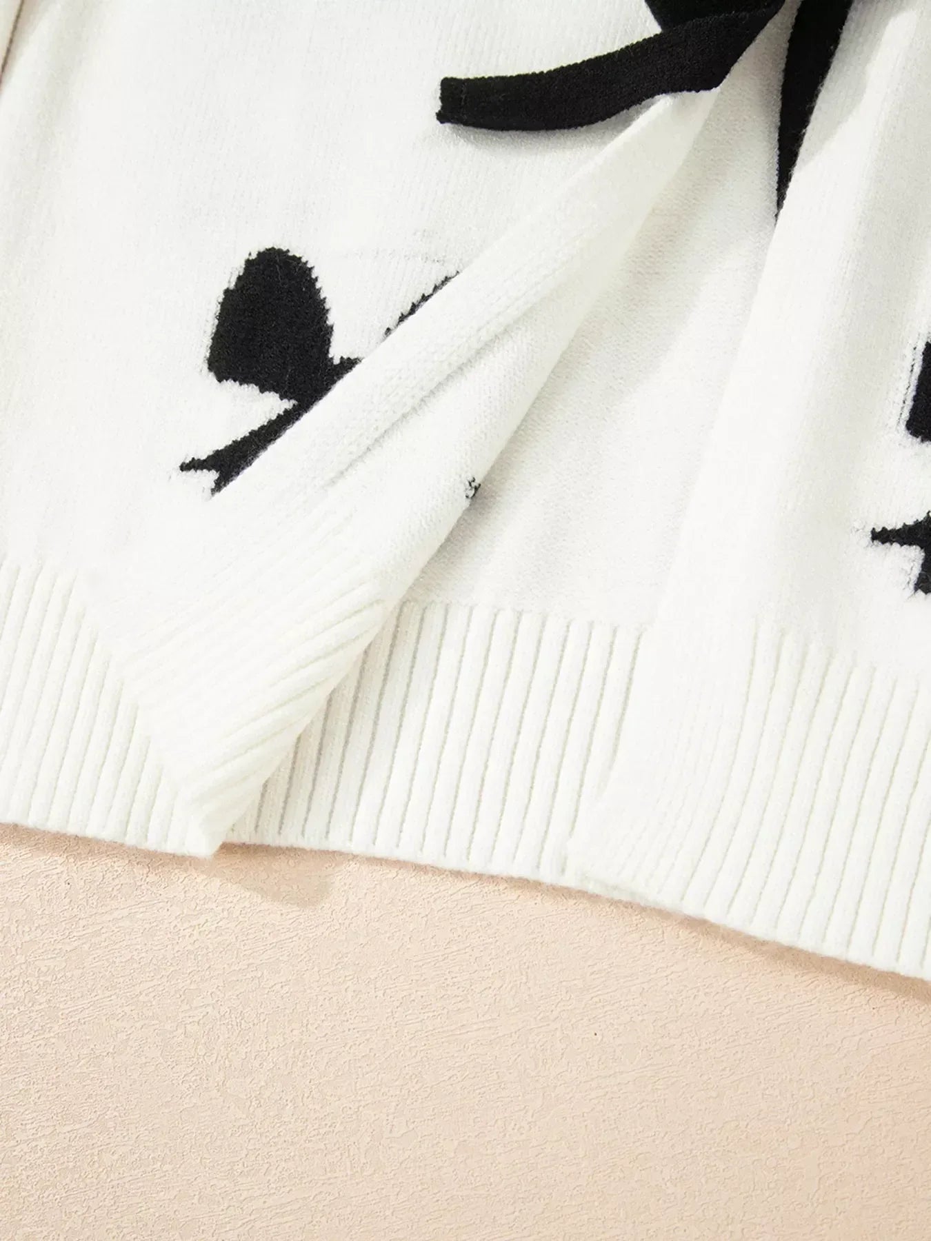 Tie Front Bow Pattern Cardigan - DAVERRI FASHIONS