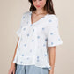 VERY J Flower Embroidered Woven Blouse