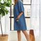 ADORA V-Neck Half Sleeve Mini Denim Dress Mini Dresses