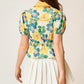 Umgee Floral Print Puff Sleeve Cropped Blouse - DAVERRI FASHIONS