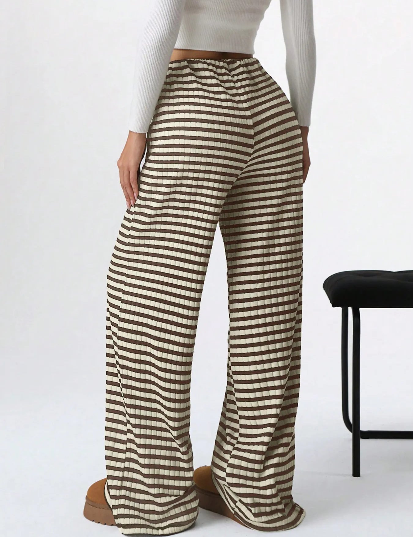 Striped Wide Leg Drawstring Pants | Loungewear Pants Daverri Fashions