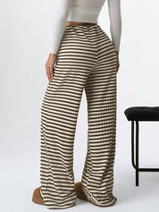 Striped Wide Leg Drawstring Pants | Loungewear Pants Daverri Fashions