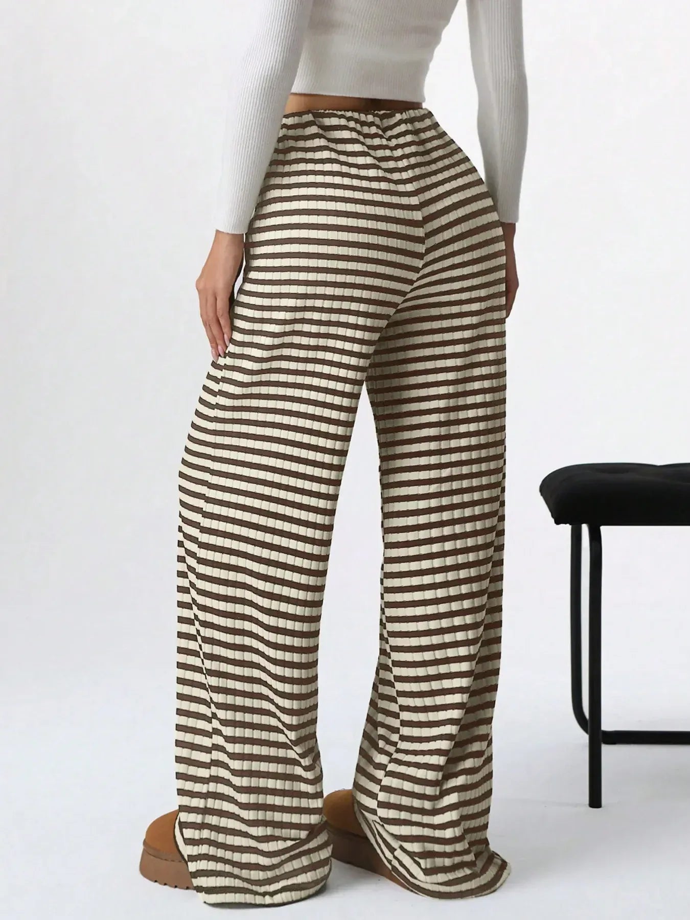 Striped Wide Leg Drawstring Pants - DAVERRI FASHIONS