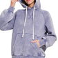 Zenana Acid Wash Fleece Hoodie with Kangaroo Pocket Marlin - DAVERRI FASHIONS