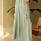 Mint green Davi & Dani drawstring ruched wide-leg cargo pants with tiered hem and side pockets