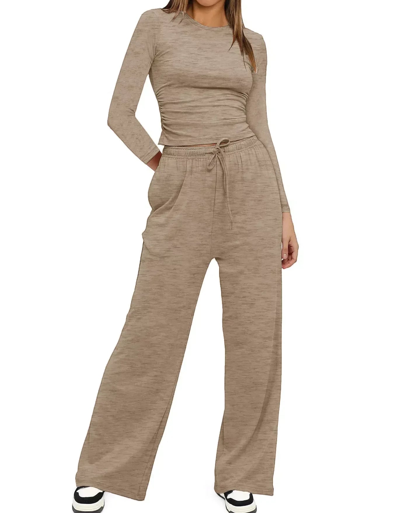 Daverri Fashions Full Size Casual Long Sleeve Top and Pants Set Plus Size - DAVERRI FASHIONS