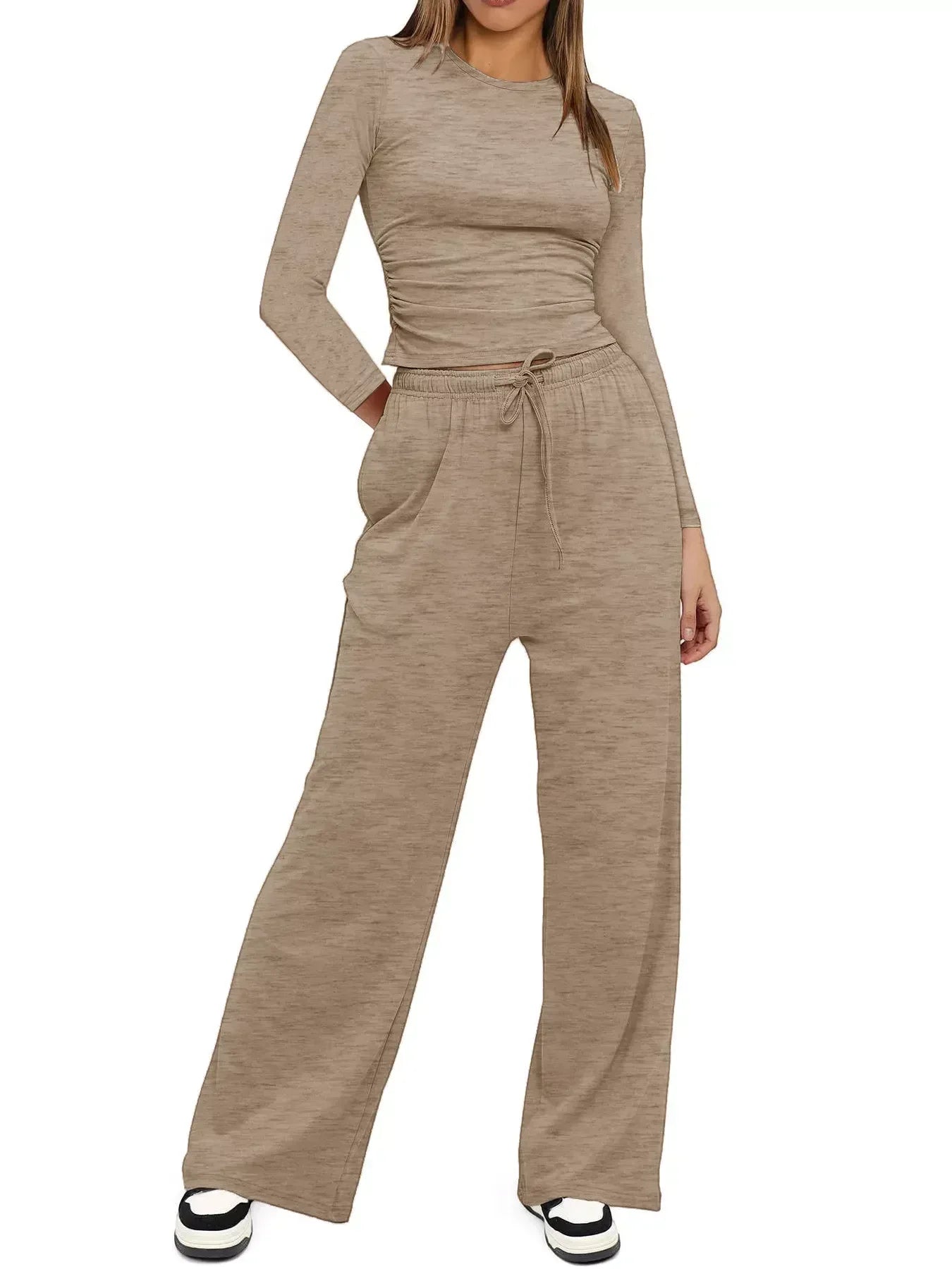 Daverri Fashions Full Size Casual Long Sleeve Top and Pants Set Plus Size - DAVERRI FASHIONS