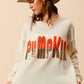 SO ME Contrast Sequin Pumpkin Slogan Sweater Top Sweaters