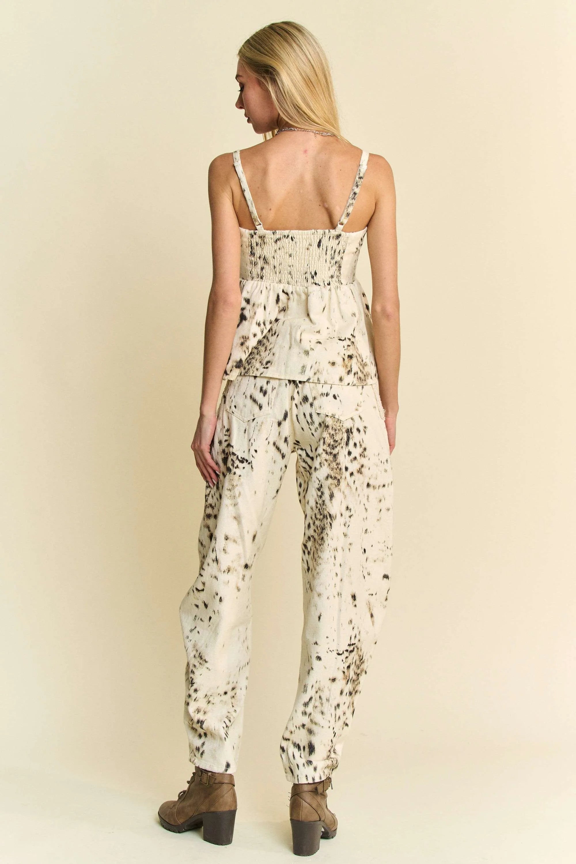 Davi & Dani Abstract Tie Dye Dot Lace Detail Barrel Pants | Pants Daverri Fashions