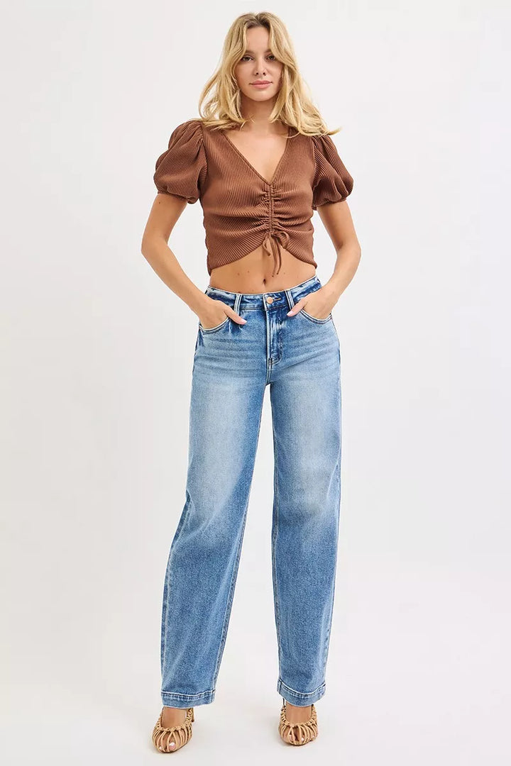 RISEN High Rise Wide Baggy Jeans | Jeans Daverri Fashions