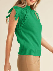 Lovelet Fringe Mock Neck Sweater Vest | Sweater Vests Daverri Fashions