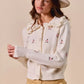 SO ME Collared Floral Embroidered Button Down Sweater Cardigan - DAVERRI FASHIONS