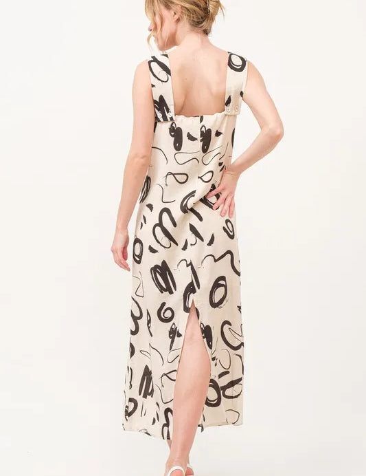 And The Why Square Neck Abstract Printed Maxi Dress | Daverri Fashions