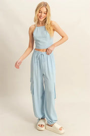 L.BLUE HYFVE Crop Top and Cargo Pants Set | Outfit Sets Daverri Fashions