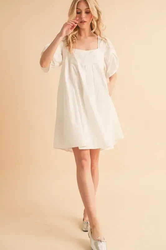 Aemi + Co Square Neck Babydoll Dress with Pockets - DAVERRI FASHIONS