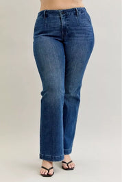 Judy Blue Full Size Mid Rise Bootcut Jeans with Welt Pockets Plus Size | Jeans Daverri Fashions