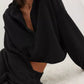 Black oversized Exposed Seam Dropped Shoulder Hoodie, relaxed loose fit