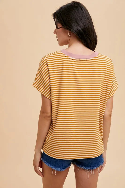 Annie Wear Stripe Soft Brushed Knit Dolman Sleeve Top