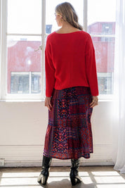 ODDI Full Size Printed Tiered Maxi Skirt | Skirts Daverri Fashions