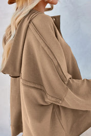 Exposed Seam Long Sleeve Hoodie | Hoodies Daverri Fashions