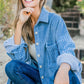 And The Why Button Down Corduroy Contrast Texture Long Sleeve Shacket Shackets