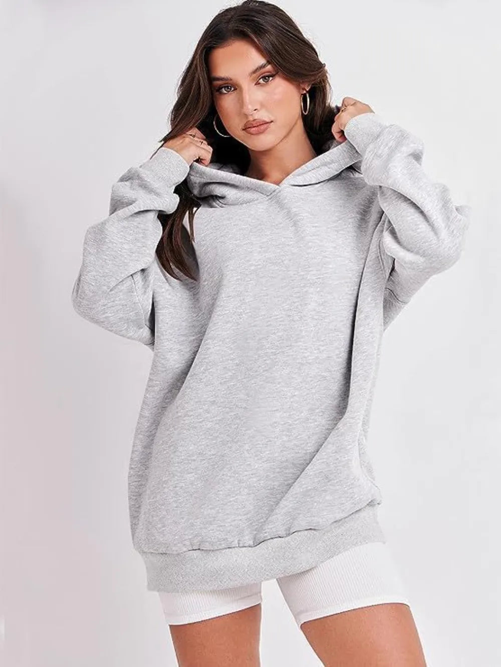 Dropped Shoulder Long Sleeve Hoodie | Hoodies Daverri Fashions