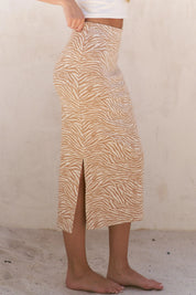 Jade By Jane Full Size Zebra Print Side Slit Midi Skirt Plus Size | Skirts Daverri Fashions