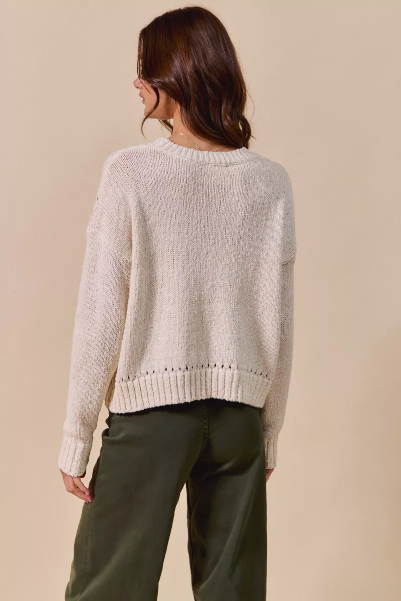 SO ME Vegetable Round Neck Long Sleeve Sweater | Sweaters Daverri Fashions
