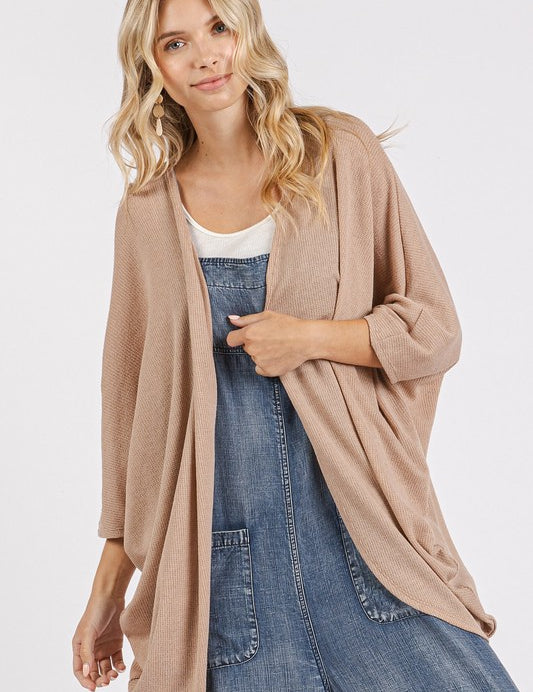 Mittoshop Open Front Batwing Sleeve Cardigan