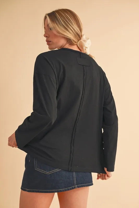 Aemi+Co Round Neck Long Sleeve Top