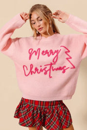 SO ME Merry Christmas Tinsel Lettering Sweater | Sweaters Daverri Fashions